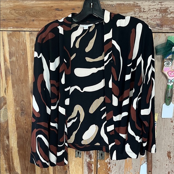 Chico's Other - Chico's Black and Brown Abstract Cardigan